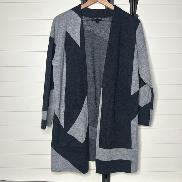 Eileen Fisher graphic long merino wool cardigan Extra Small - Picture 1 of 4